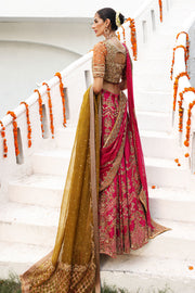 Orange and Pink Lehenga Choli Pakistani Bridal Wear 2023