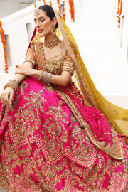 Orange and Pink Lehenga Choli Pakistani Bridal Wear 2022