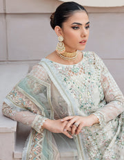 Organza Aqua Pink Salwar Kameez