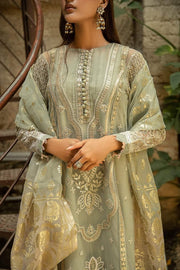 Organza Designer Party Dress with Embroidery Neckline View
