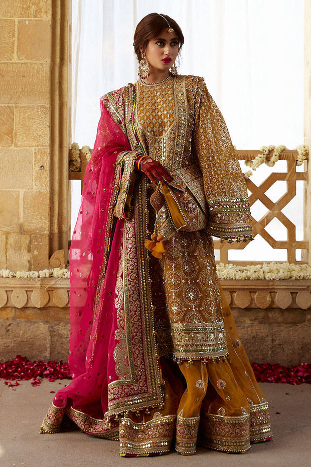 Organza Gharara Kameez Dupatta Pakistani Mehndi Dress