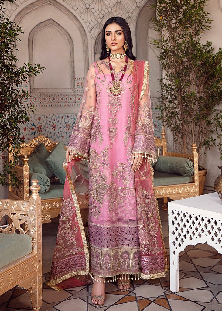 Buy Organza Patch Chiffon Dress in Pink Color Online – Nameera by Farooq