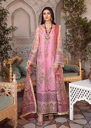 Organza Patch Chiffon Dress in Pink Color