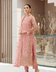 Organza Pink Salwar Kameez for Pakistani Party Dress