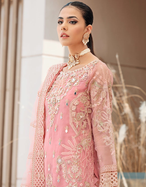 Organza Pink Salwar Kameez for Pakistani Party Dresses 2023