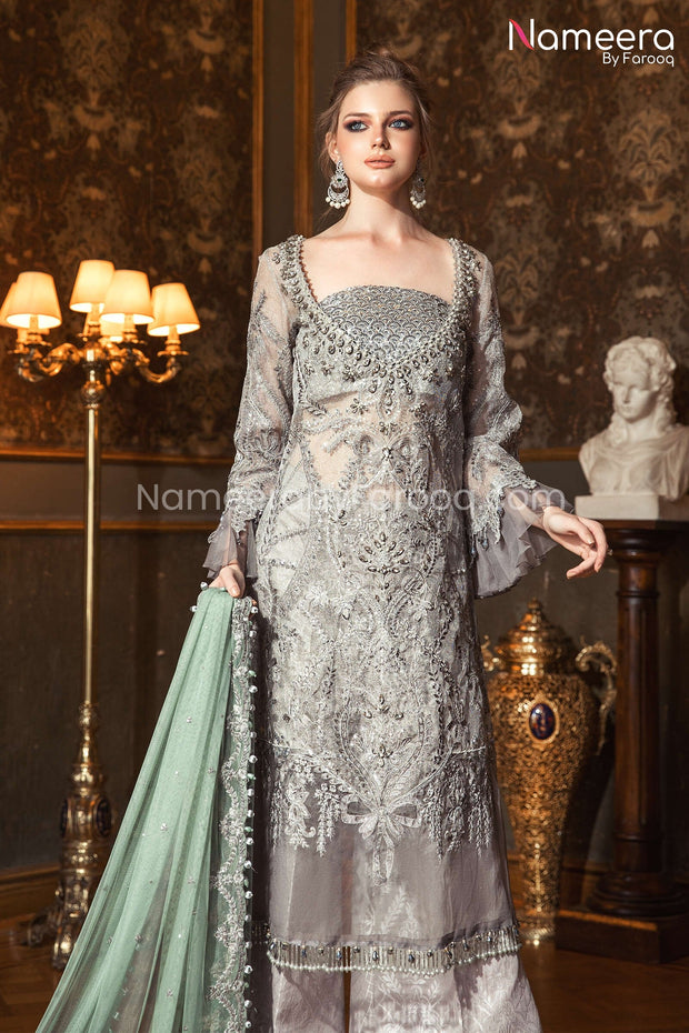 Organza Shirt Dress with Embroidery for Party Shirt Look