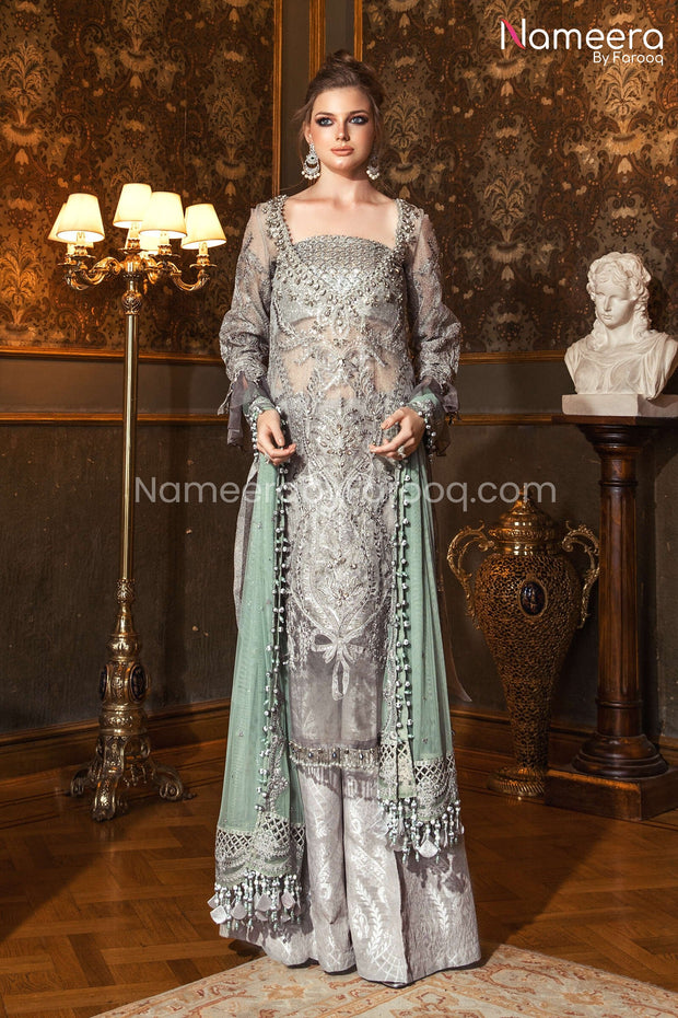 Organza Shirt Dress with Embroidery for Party 
