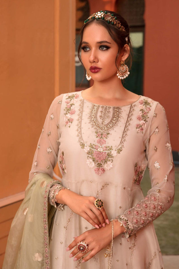 Organza White Frock Churidar Pakistani Party Dress