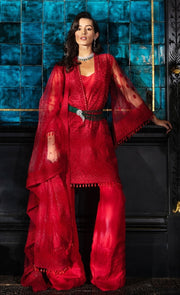 Red coloured stylish girl dress Pakistani1