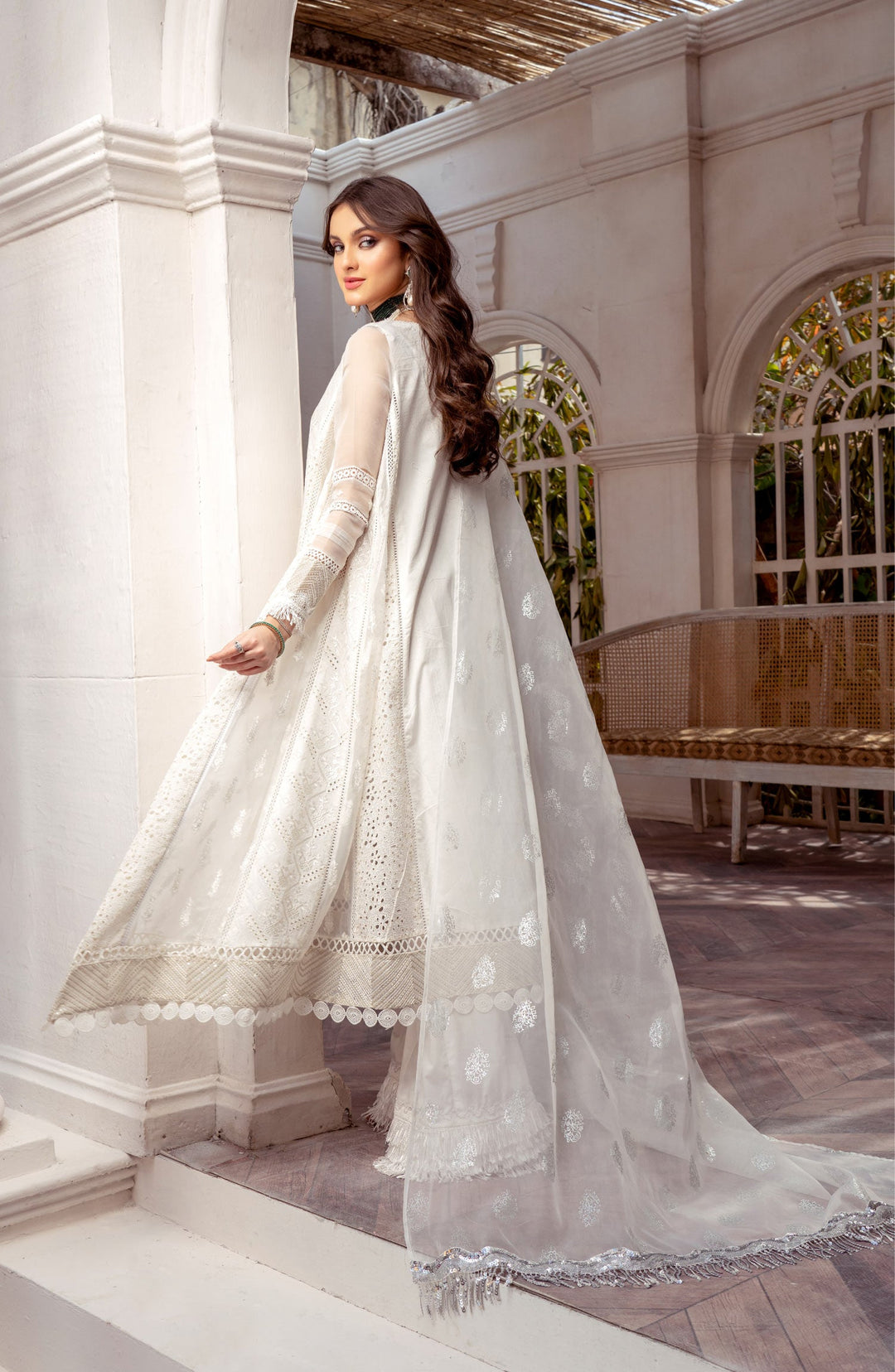Pakistani A Line Kameez with Trousers and Dupatta Dress