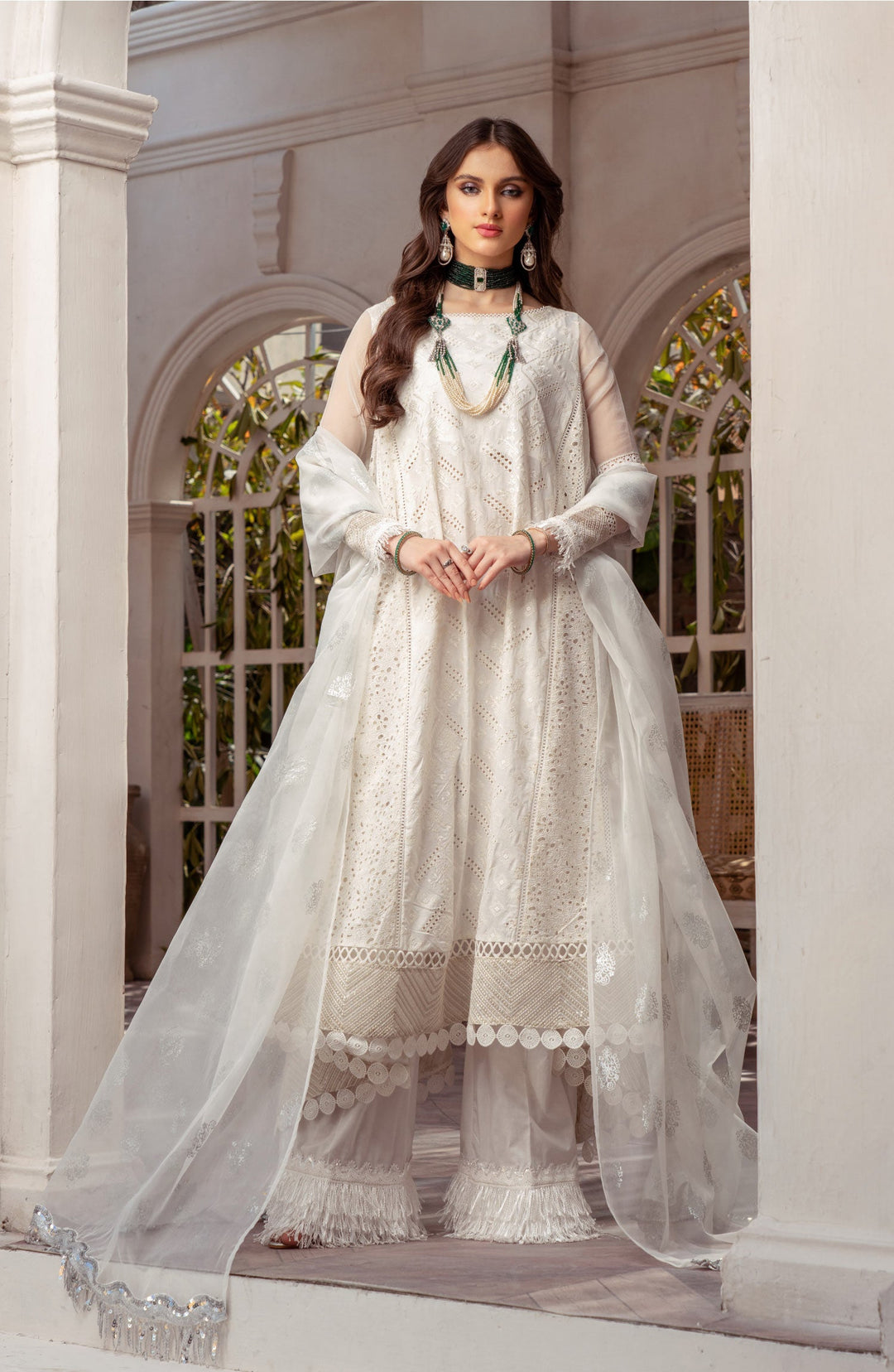 Elegant Lawn Kameez with Flared Cotton Trousers and Dupatta MEDIUM Elegant Lawn Kameez with Flared Cotton Trousers and Dupatta MEDIUM