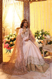 Pakistani Angrakha Style Frock with Lehenga and Dupatta Dress