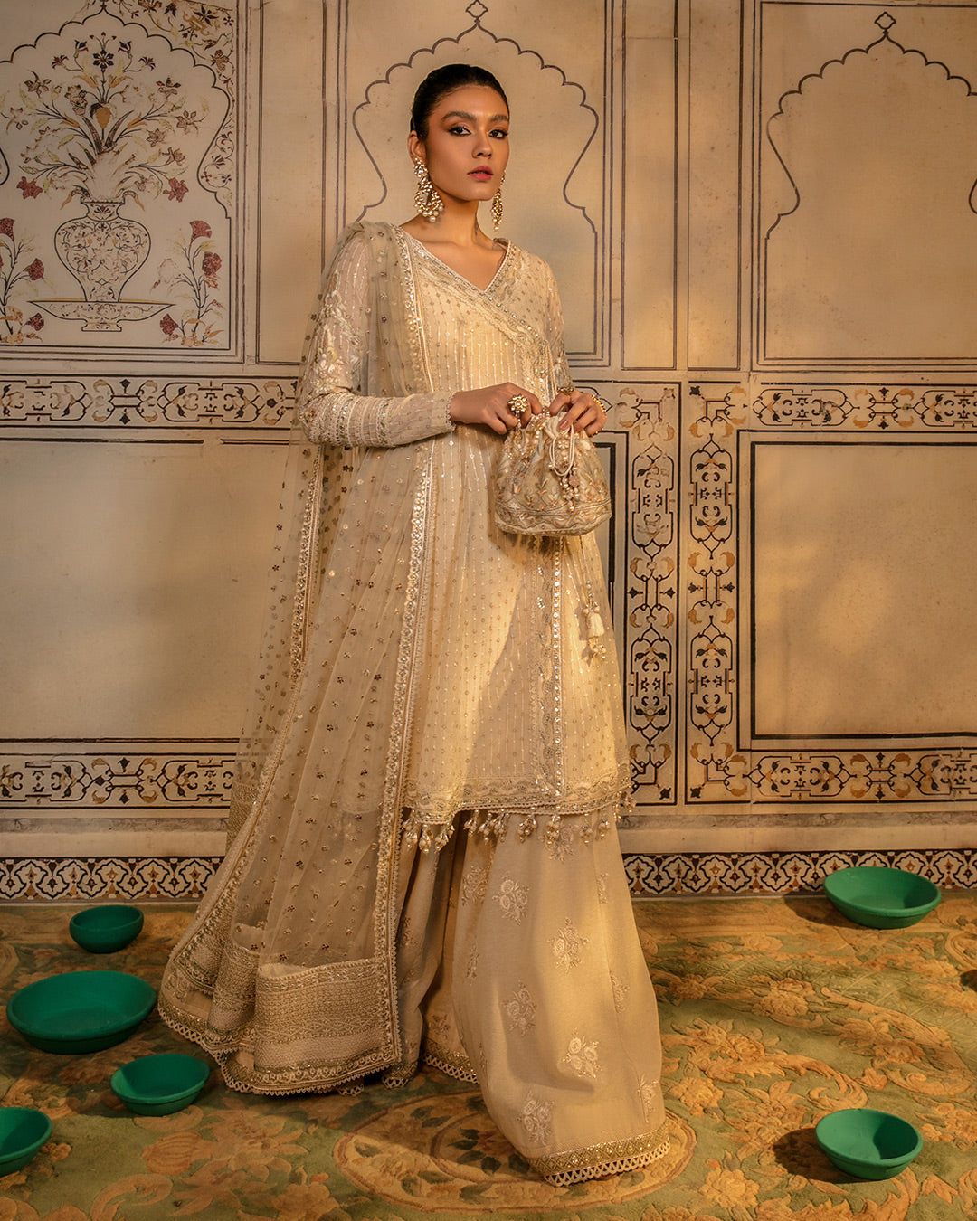 Pakistani Angrakha with Sharara and Dupatta