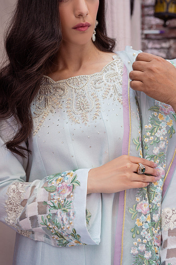 Pakistani Aqua Silk Salwar Kameez Ladies Party Dresses