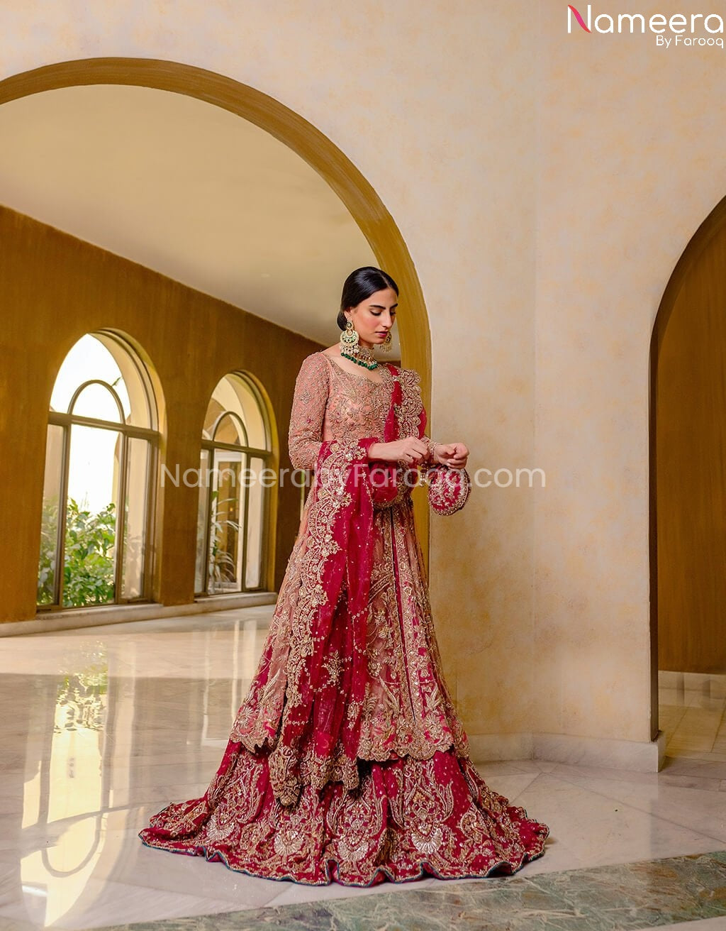 Pakistani Best Bridal Lehenga With Long Frock Fully Embroidery