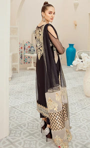 Pakistani Black Chiffon Outfit for Party Backside Look