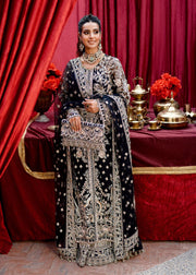 Pakistani Black Dress in Kameez Trouser Dupatta Style