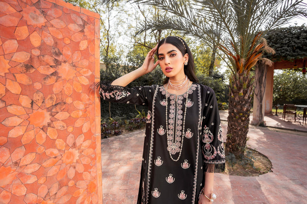 Pakistani Black Dress in Kameez Trouser Dupatta Style for Eid
