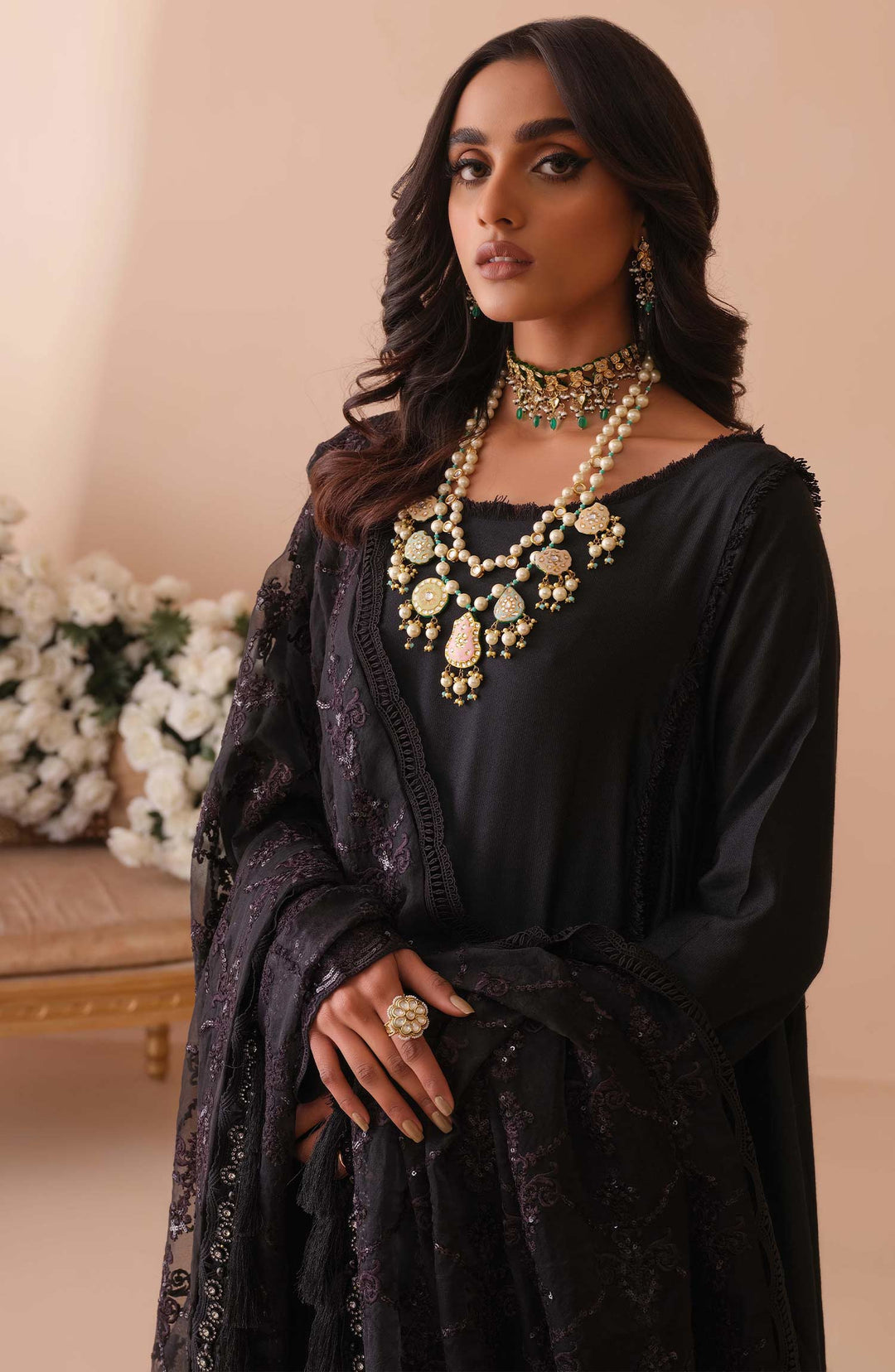 Pakistani Black Dress in Kameez Trouser Style