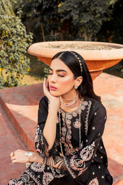 Pakistani Black Dress in Kameez Trouser and Dupatta Style