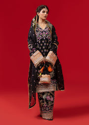 Pakistani Black Dress in Salwar Kameez Dupatta Style Online