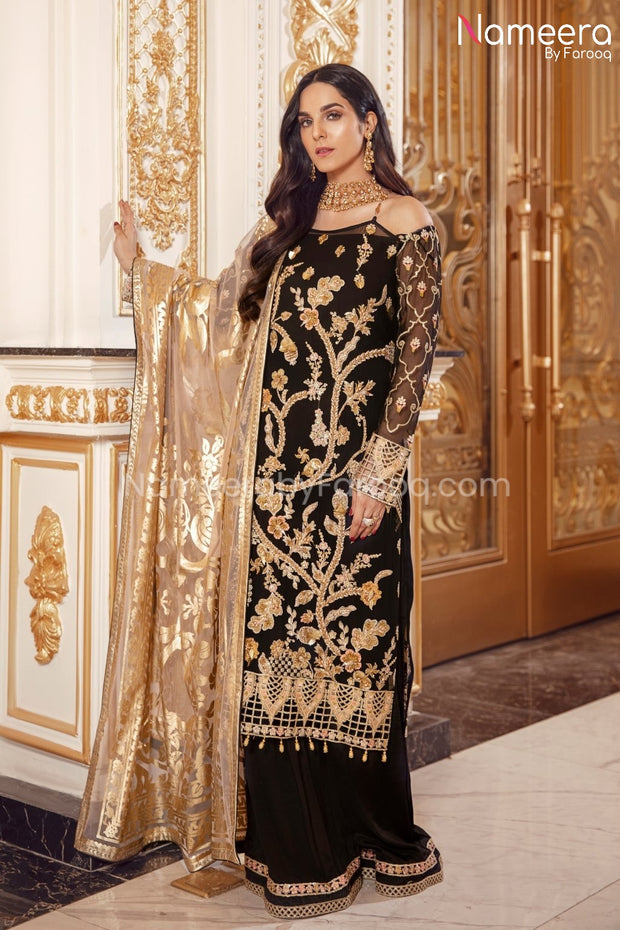 black sequin dress pakistani Rangreza Black Designed Online Pakistani Dresses
