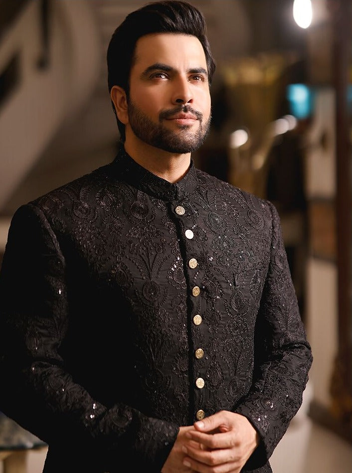 Pakistan Black Sherwani for Men