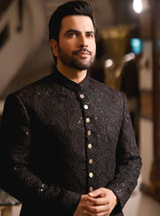 Pakistani Black Sherwani for Men Designer Dress for Wedding – Nameera ...