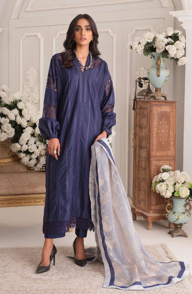Pakistani Blue Embroidered Salwar Kameez and Dupatta