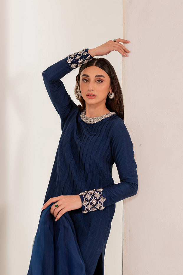 Pakistani Blue Kameez Trouser Dupatta Style Eid Dress Online