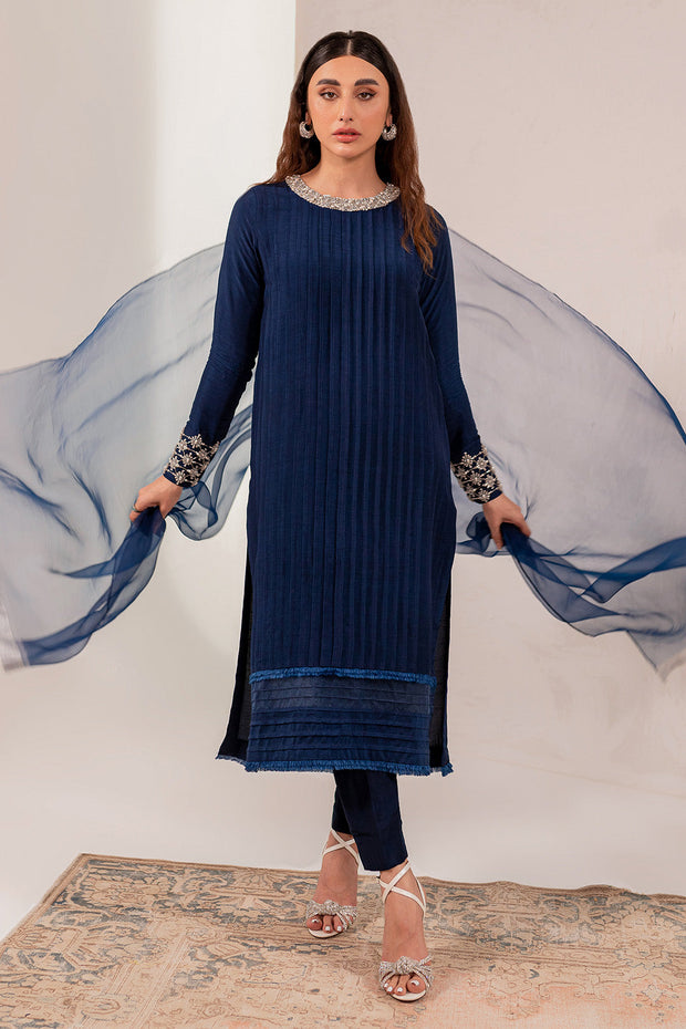Pakistani Blue Kameez Trouser Dupatta Style Eid Dress