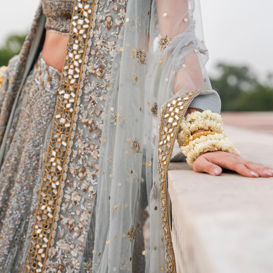 Pakistani Blue Lehenga Choli and Dupatta Dress