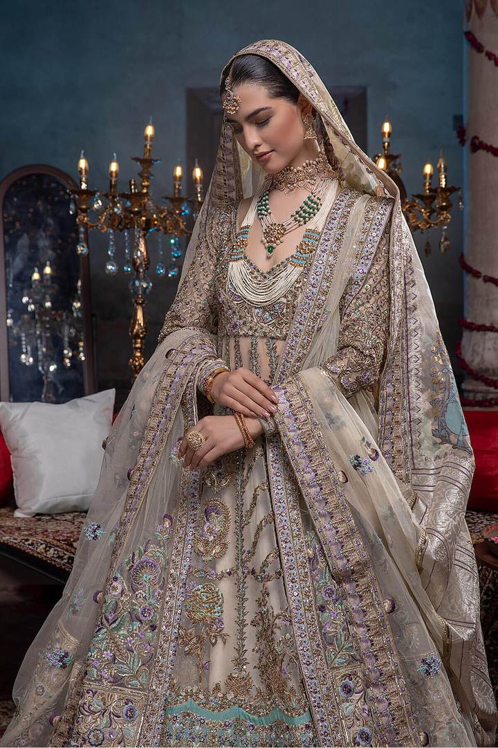 Pakistani Bridal Angrakha Dresses in Ivory 2022