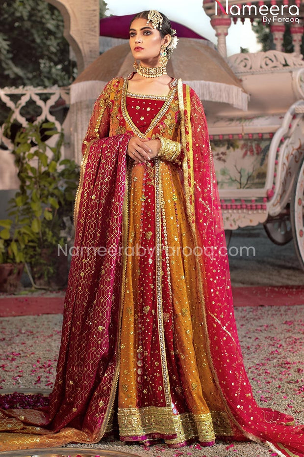 Pakistani Bridal Angrakha Style Frock Online