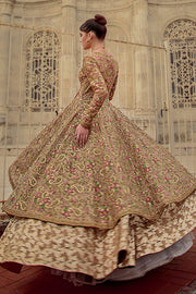 Pakistani Bridal Angrakha Style Frock with Lehenga Dress