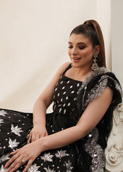 Pakistani Bridal Black Lehenga Choli and Dupatta Dress Online