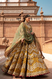Pakistani Bridal Choli with Mustard Lehenga Attire