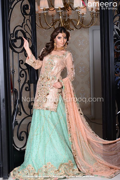 Pakistani Bridal Couture Sharara and Short Shirt 