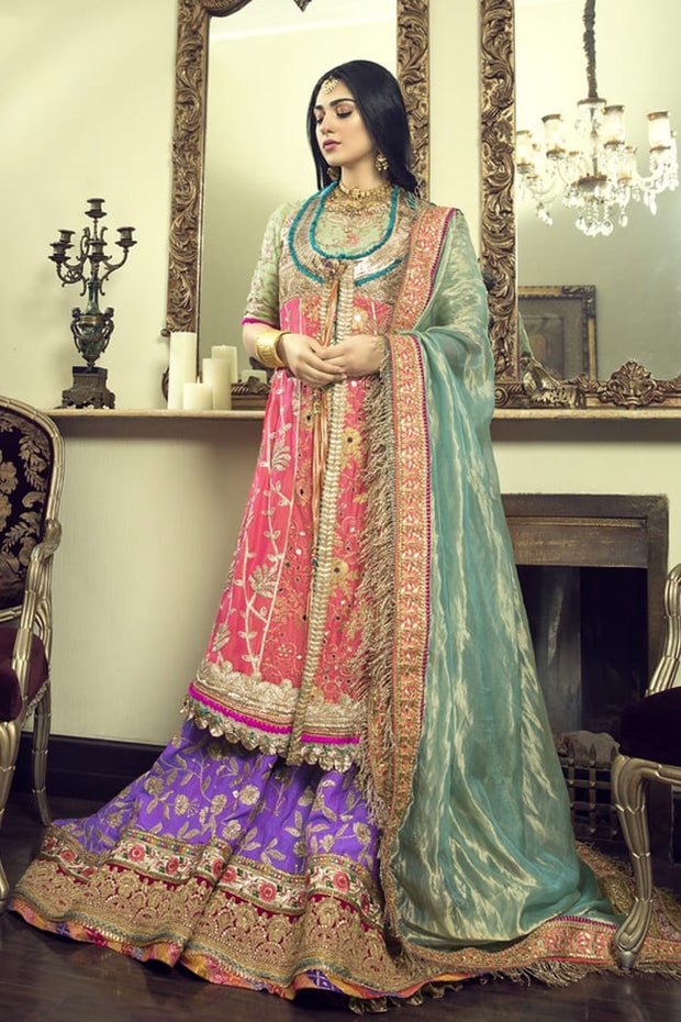 Pakistani Bridal Designer Wear in Pink Color