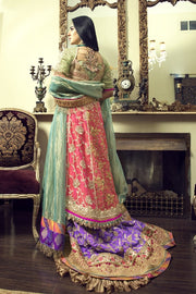 Pakistani Bridal Designer Wear in Pink Color Backside Look