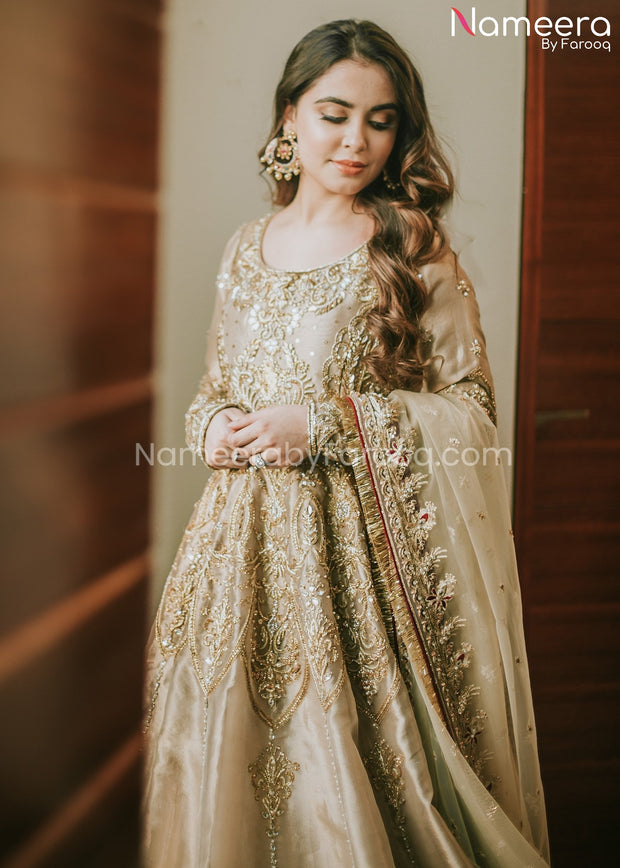 Pakistani Bridal Dresses in Golden Colour