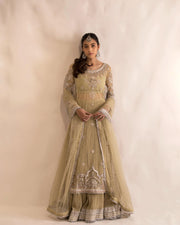 Pakistani Bridal Dress in Crushed Lehenga Kameez Style