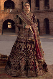 Pakistani Bridal Dress in Embellished Lehenga Choli and Dupatta Style in Premium Velvet