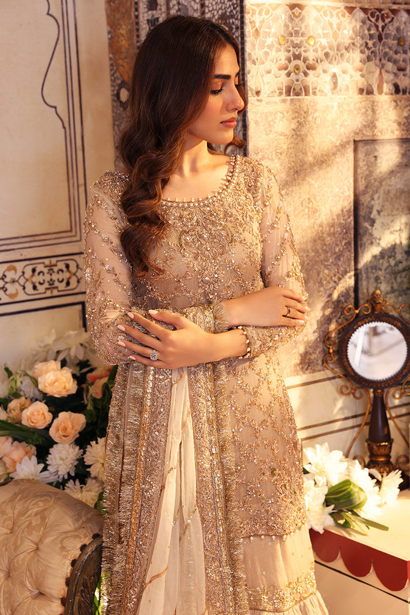Elegant Pakistani Bridal Dress with Gharara & Kameez Style