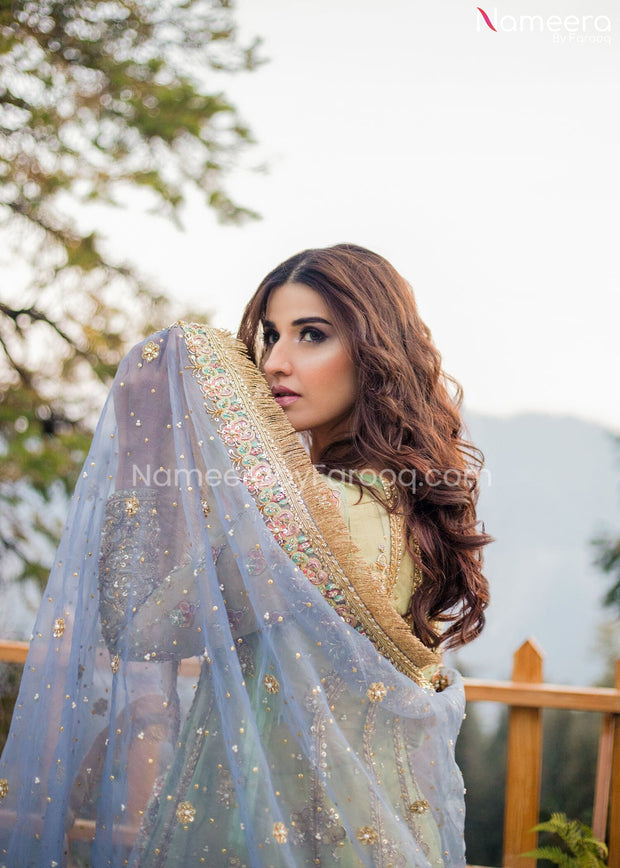 Pakistani Bridal Dress in Gown Style for Wedding Duppatta