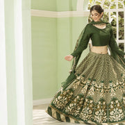 Pakistani Bridal Dress in Green Lehenga Choli Style