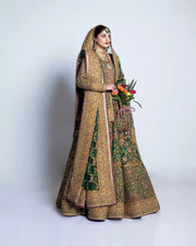 Pakistani Bridal Dress in Green Lehenga and Shirt Style Online
