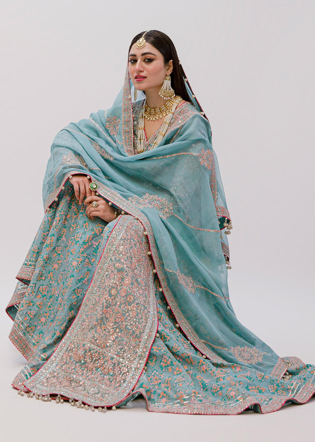 Pakistani Bridal Dress in Kameez and Sharara Style