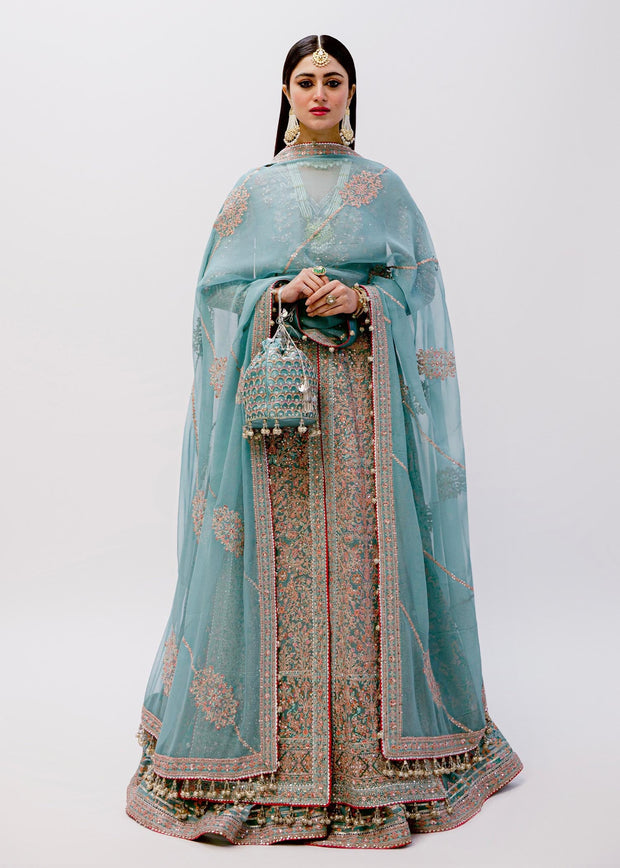 Pakistani Bridal Dress in Open Kameez and Sharara Style Online