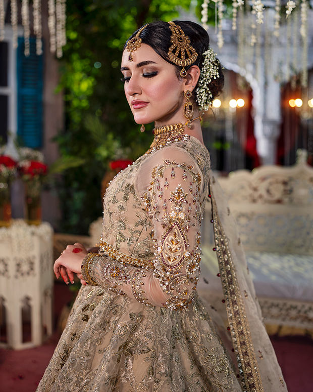 Pakistani Bridal Dress in Peplum Lehenga Style